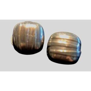 Vintage 925 Sterling Silver Clip-On Earrings With Ribbed Design